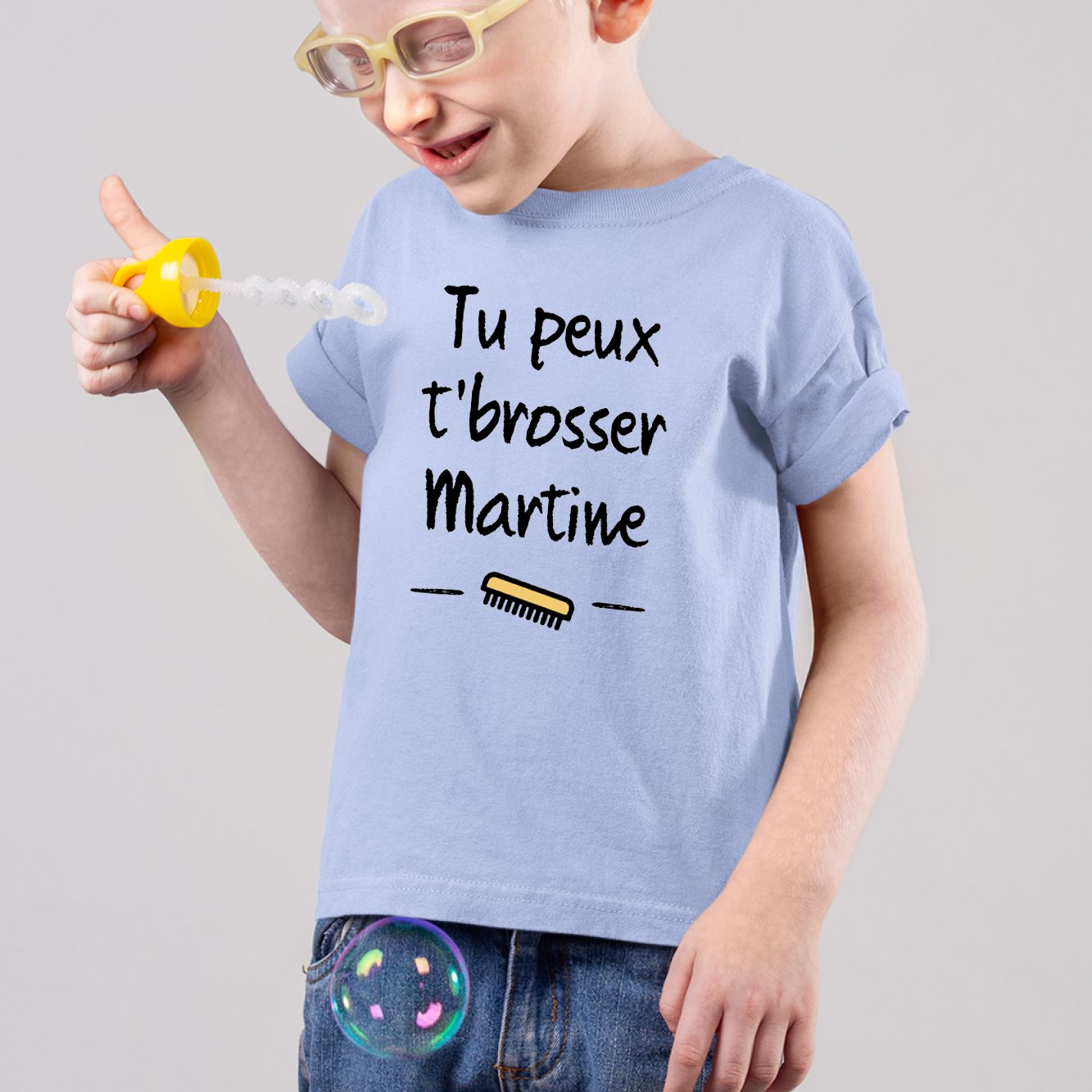 T-Shirt Enfant Tu peux te brosser Martine Bleu
