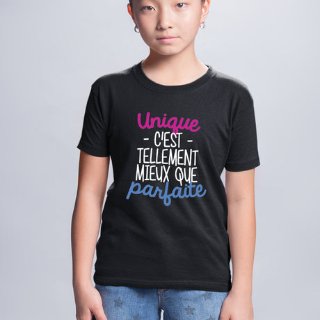 T-Shirt Enfant Unique c'est tellement mieux que parfaite Noir