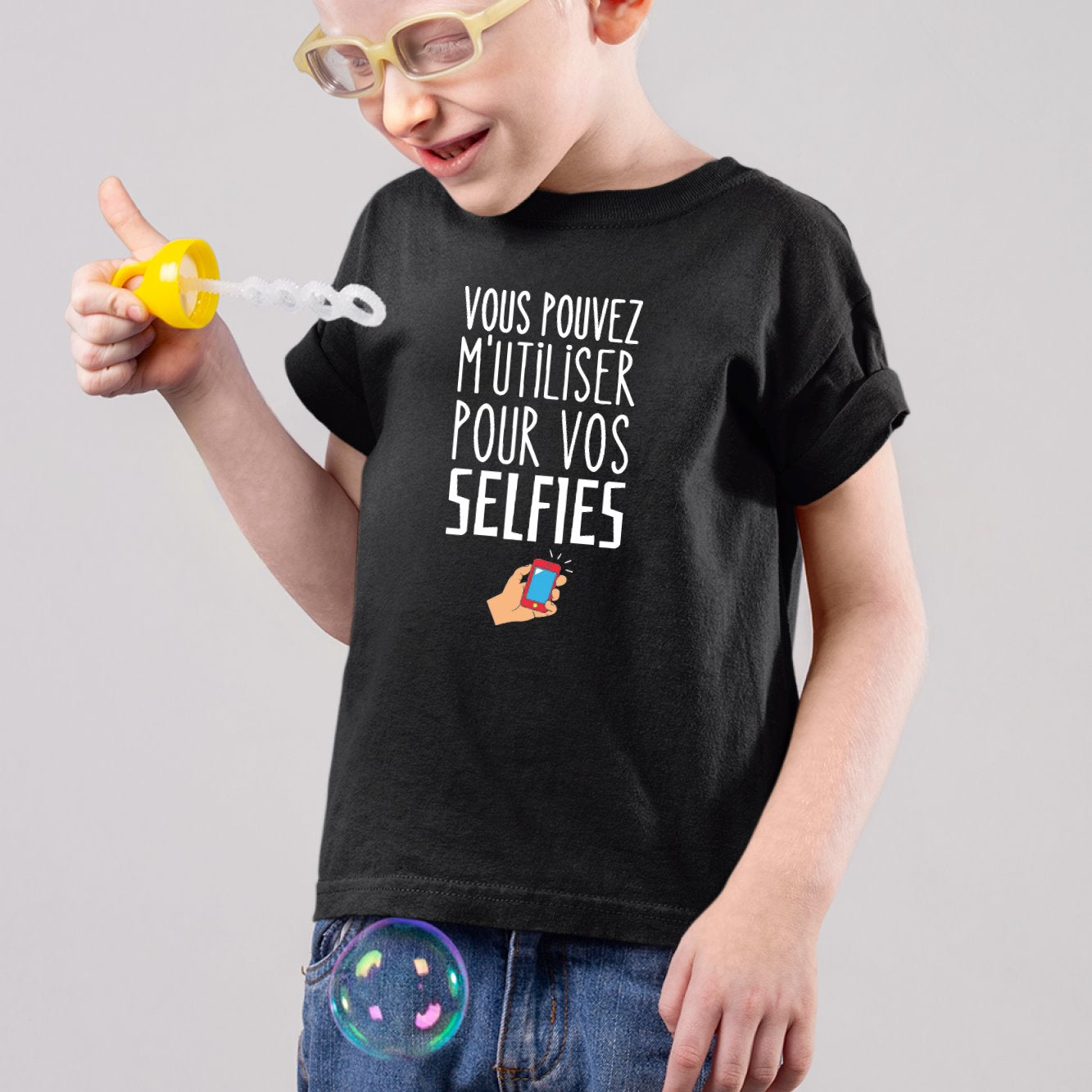 T-Shirt Enfant Vous pouvez m'utiliser pour vos selfies Noir