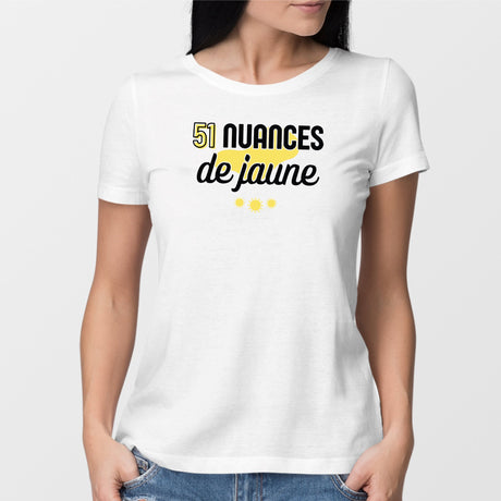 T-Shirt Femme 51 nuances de jaune Blanc