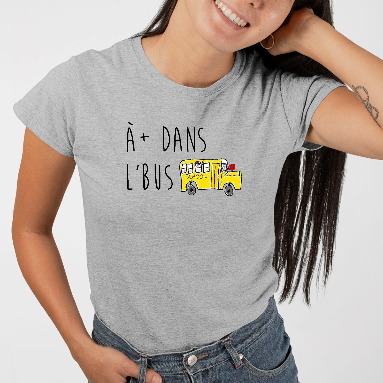 T-Shirt Femme À plus dans l'bus Gris