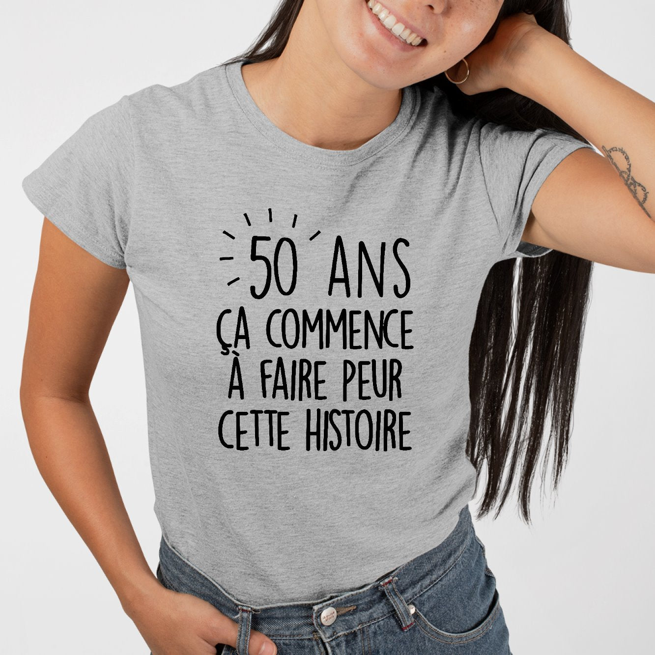T-Shirt Femme Anniversaire 50 ans Gris