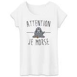 T-Shirt Femme Attention je mords 