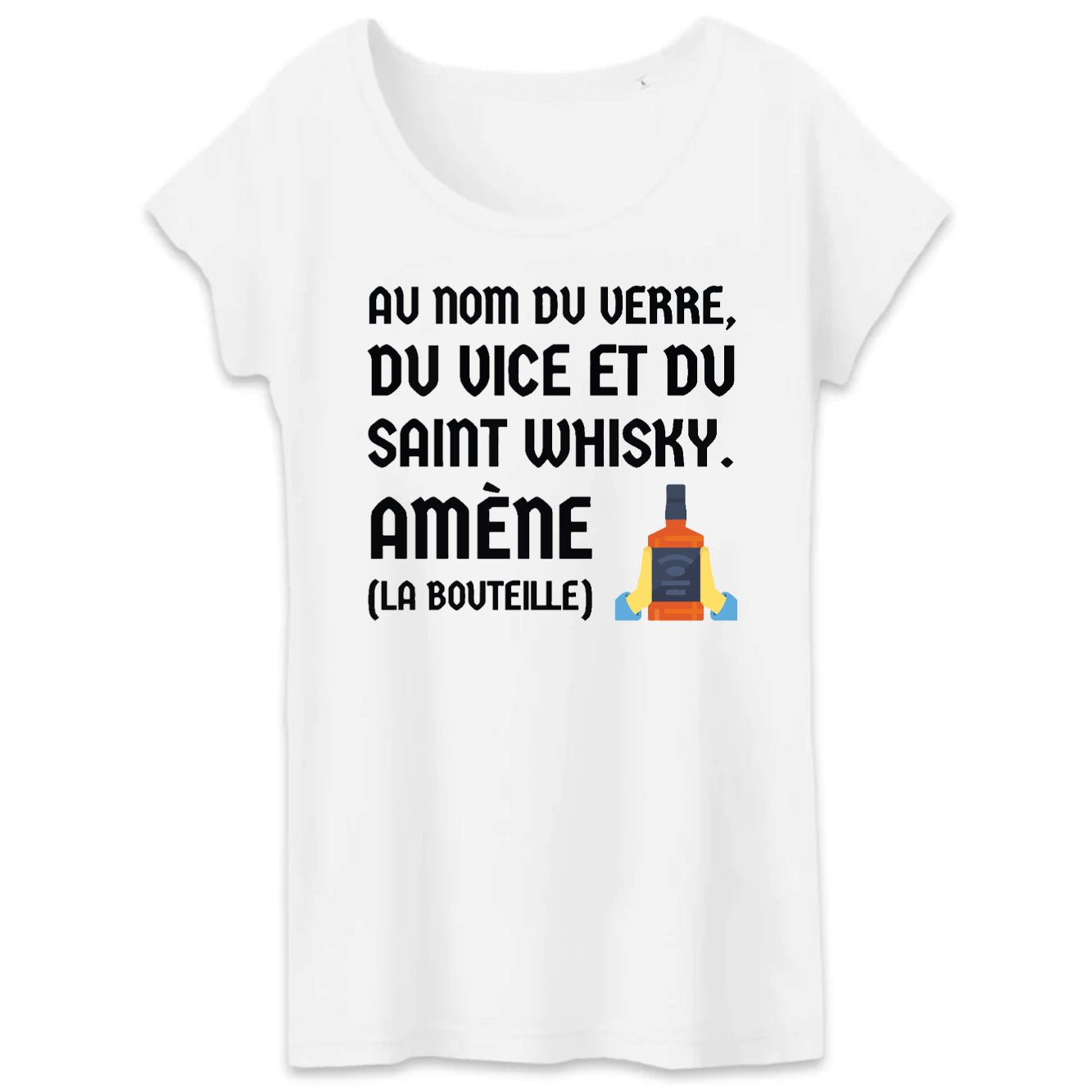T-Shirt Femme Au nom du verre du vice et du saint whisky 