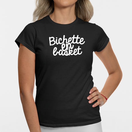 T-Shirt Femme Bichette en basket Noir