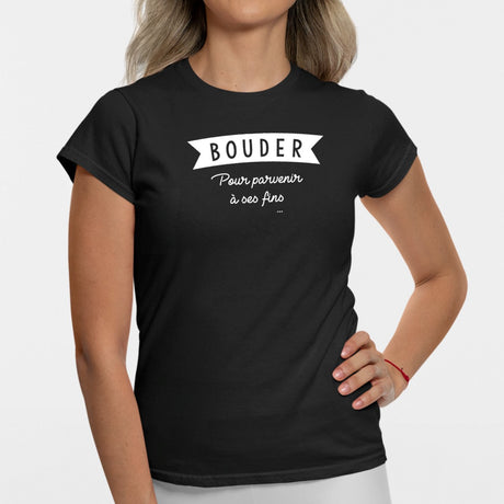 T-Shirt Femme Bouder pour parvenir à ses fins Noir