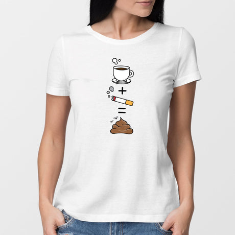 T-Shirt Femme Café clope caca Blanc