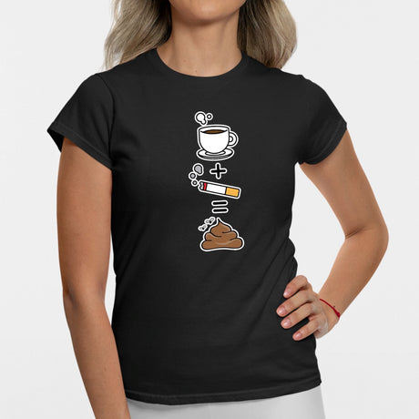 T-Shirt Femme Café clope caca Noir