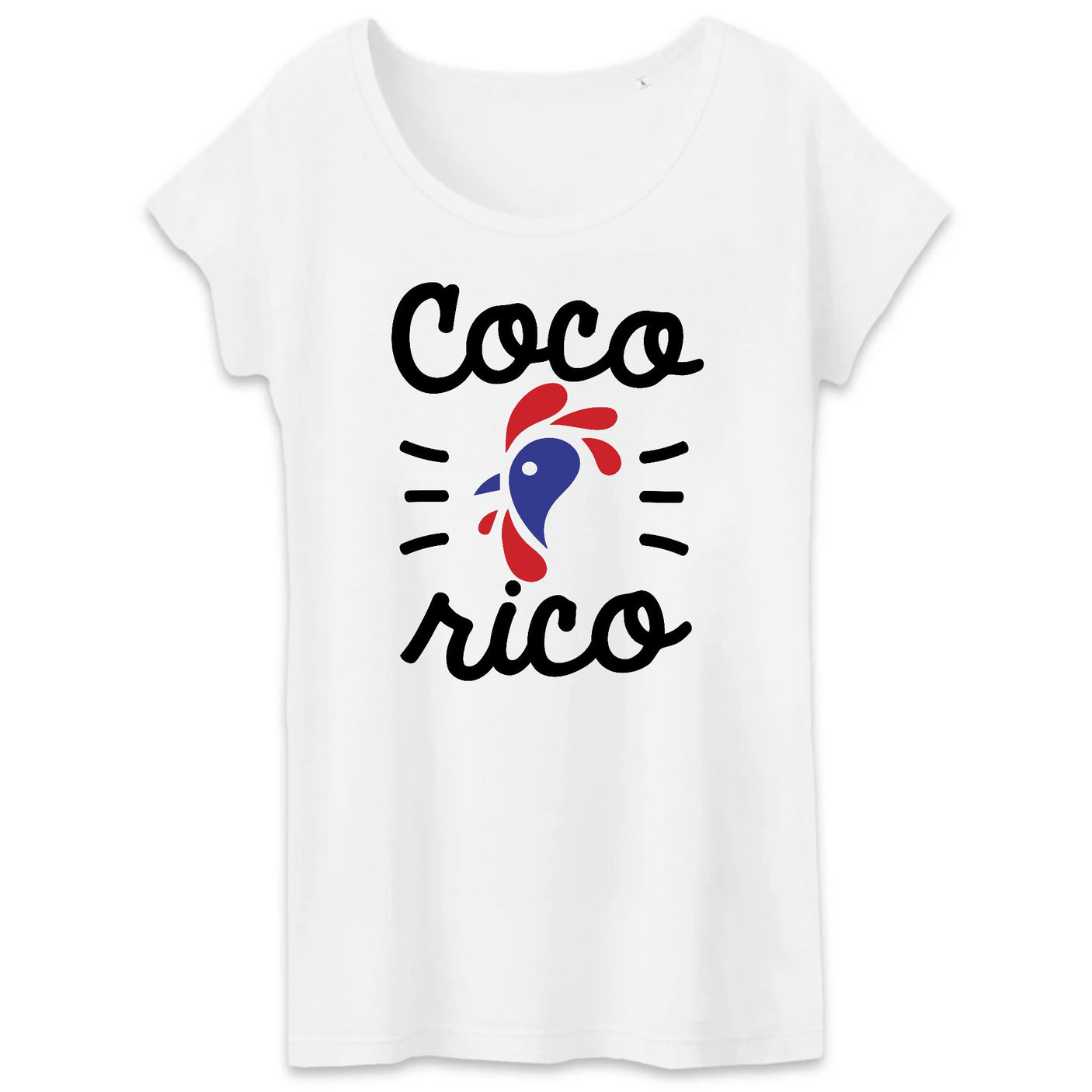 T-shirt femme col V L'original Blanc - Made in France - Cocorico