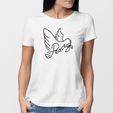 T-Shirt Femme Colombe de la paix Blanc