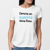 T-Shirt Femme Comme un poisson dans l'eau Blanc