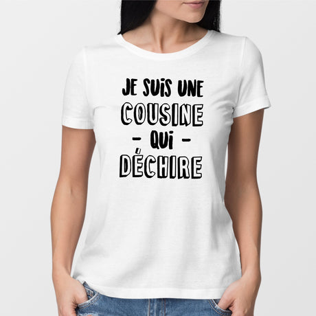 T-Shirt Femme Cousine qui déchire Blanc