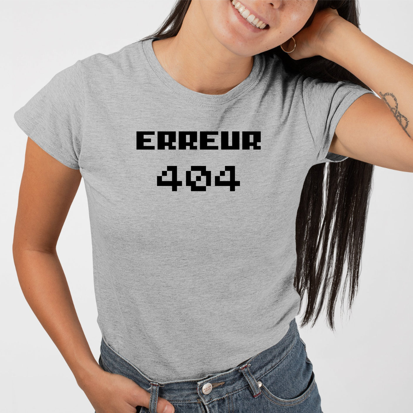 T-Shirt Femme Erreur 404 Gris