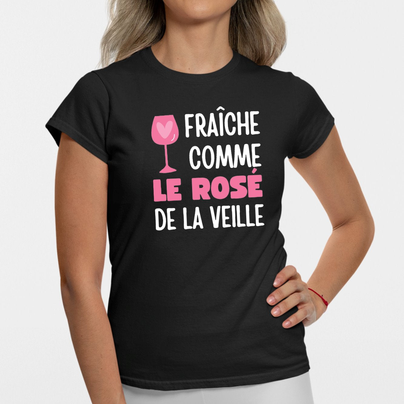 T-Shirt Femme Fraîche comme le rosé de la veille Noir