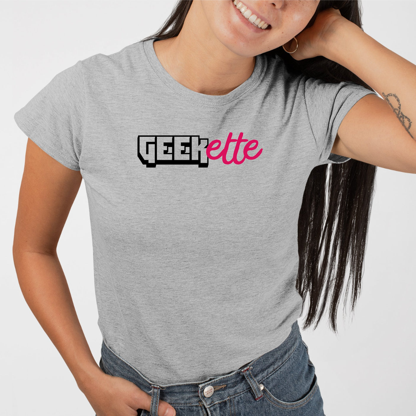 T-Shirt Femme Geekette Gris