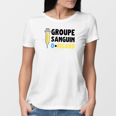 T-Shirt Femme Groupe sanguin O + Ricard Blanc