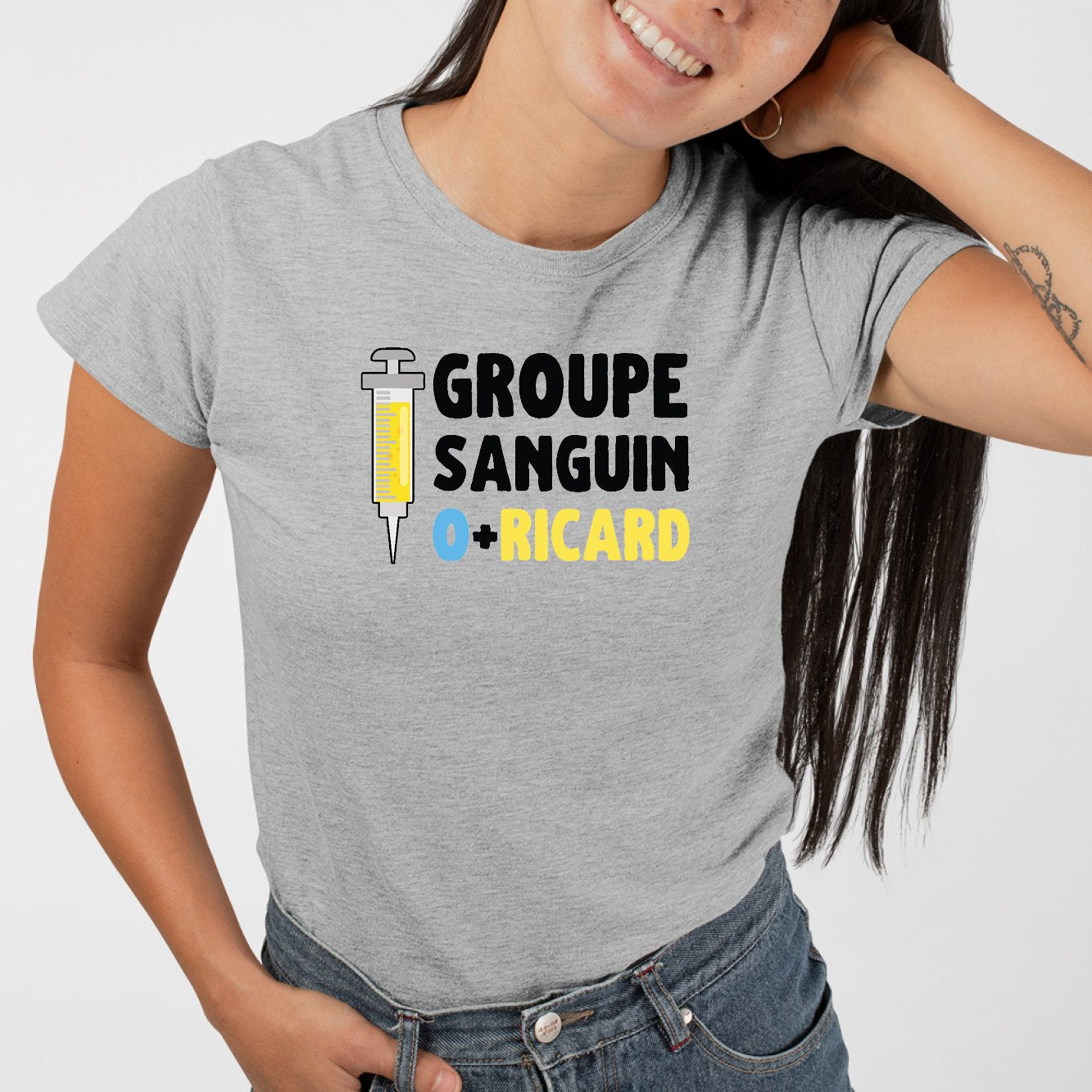 Papa T-Shirt Humoristique - Mon Groupe Sanguin C'est Apéritif, Cadeau Original Pour Fête