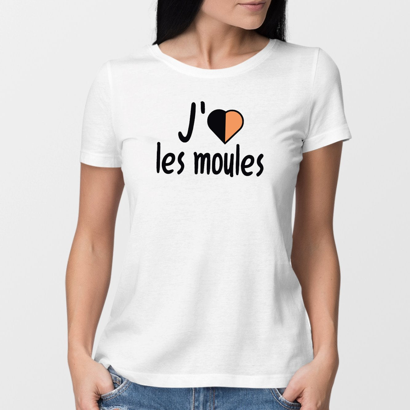 T-Shirt Femme J'aime les moules Blanc