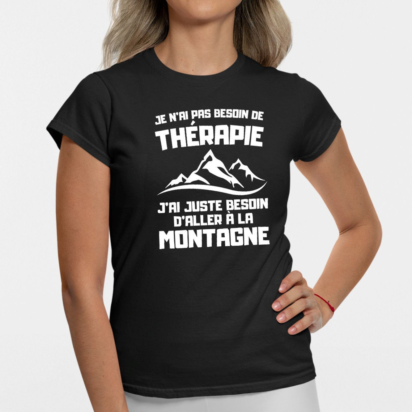 T-Shirt Femme Je n'ai pas besoin de thérapie juste de montagne Noir