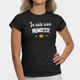 T-Shirt Femme Je suis une princesse Noir