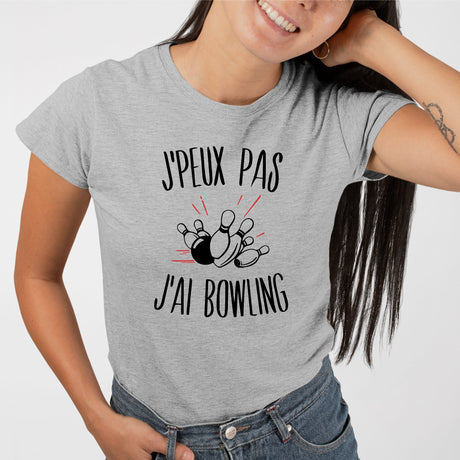 T-Shirt Femme J'peux pas j'ai bowling Gris