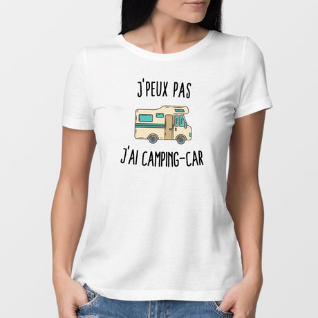 T-Shirt Femme J'peux pas j'ai camping-car Blanc