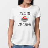 T-Shirt Femme J'peux pas j'ai curling Blanc