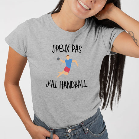 T-Shirt Femme J'peux pas j'ai handball Gris