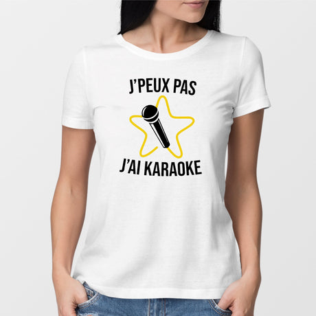 T-Shirt Femme J'peux pas j'ai karaoke Blanc