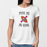 T-Shirt Femme J'peux pas j'ai kayak Blanc