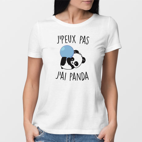 T-Shirt Femme J'peux pas j'ai panda Blanc