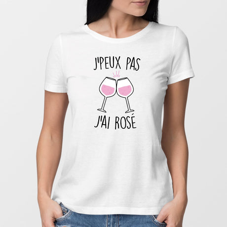 T-Shirt Femme J'peux pas j'ai rosé Blanc