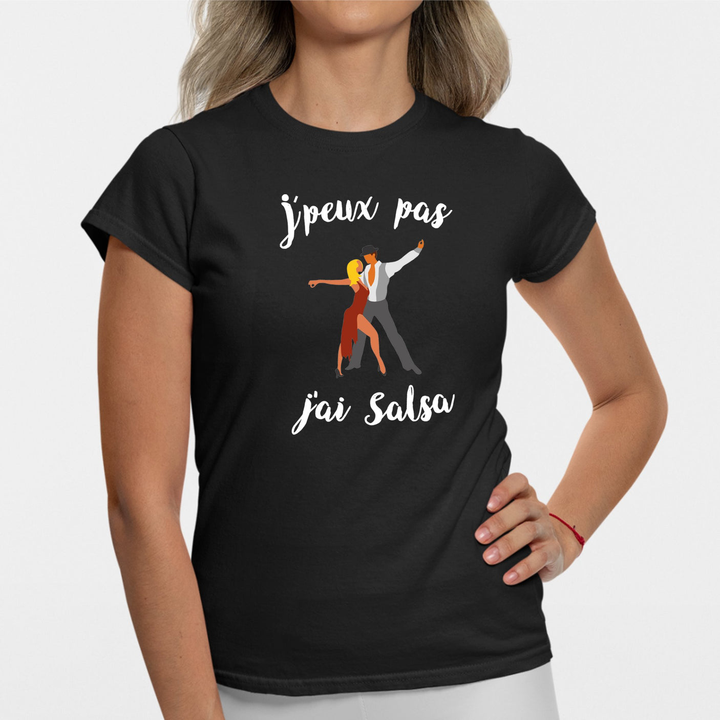 T-Shirt Femme J'peux pas j'ai salsa Noir