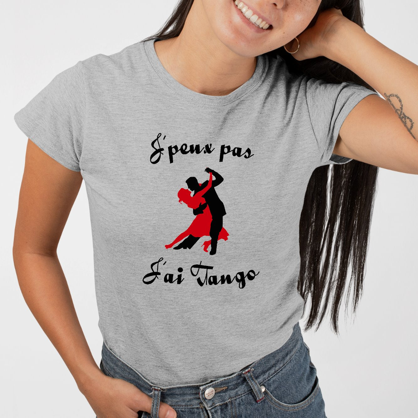 T-Shirt Femme J'peux pas j'ai tango Gris