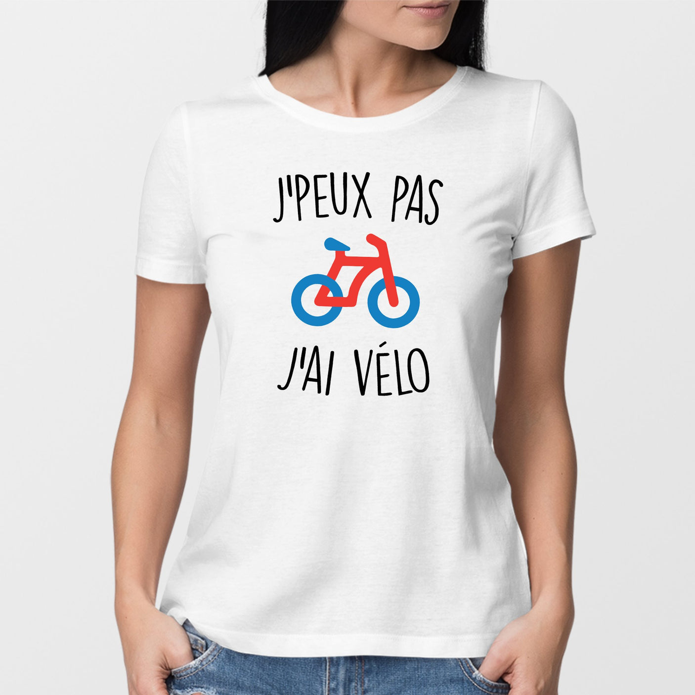 T-Shirt Femme J'peux pas j'ai vélo Blanc