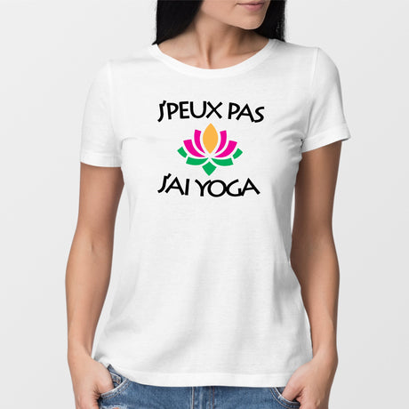 T-Shirt Femme J'peux pas j'ai yoga Blanc