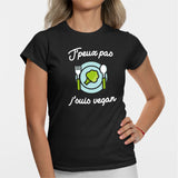 T-Shirt Femme J'peux pas j'suis vegan Noir