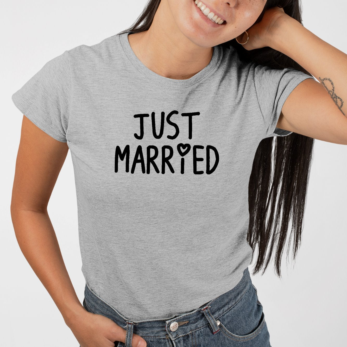 T-Shirt Femme Just married Gris