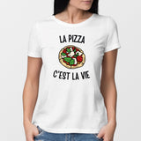 T-Shirt Femme La pizza c'est la vie Blanc
