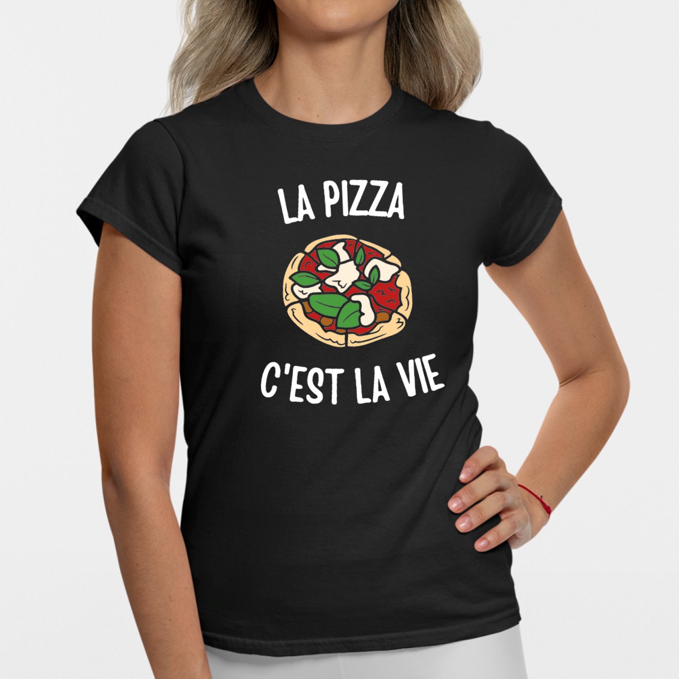 T-Shirt Femme La pizza c'est la vie Noir