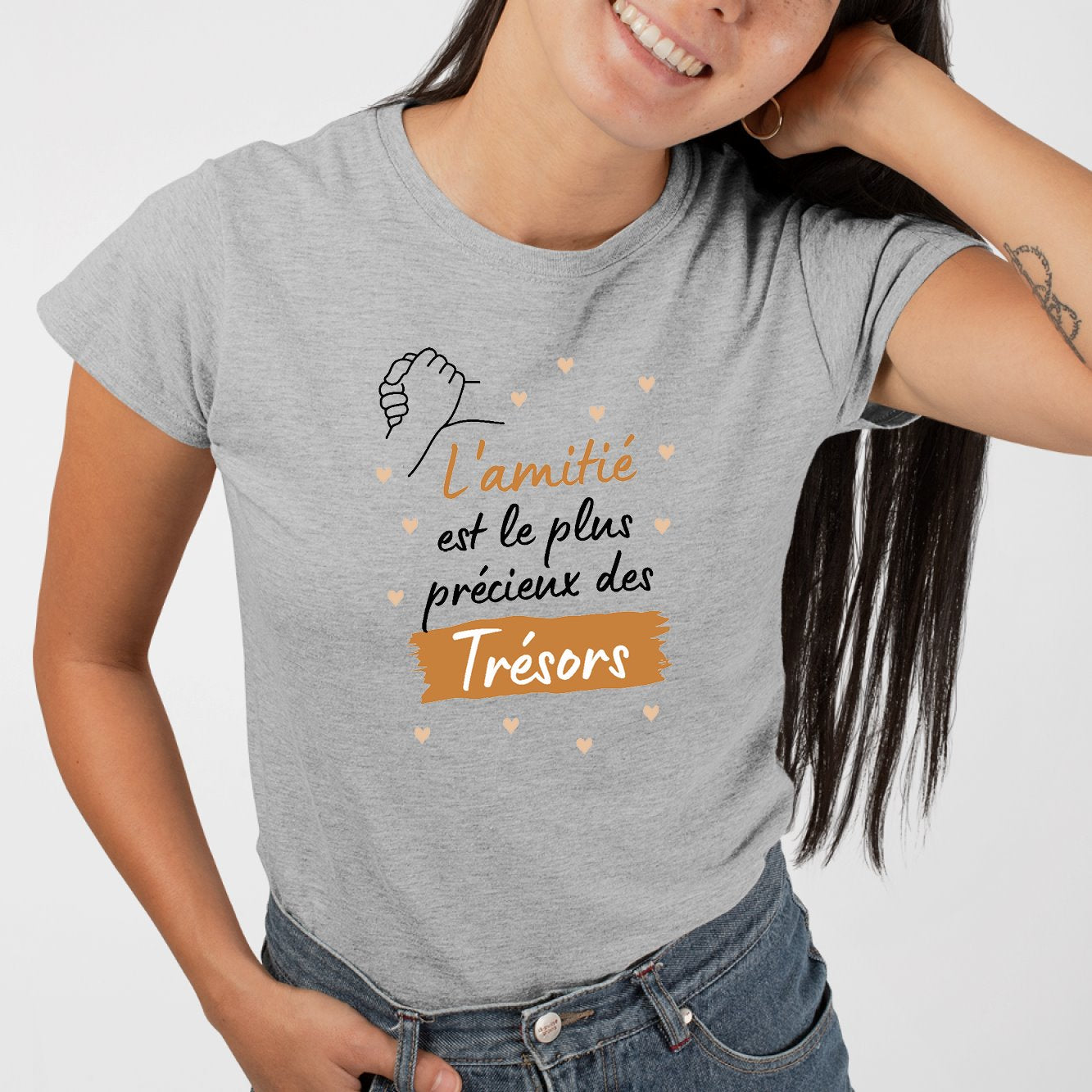 T-Shirt Femme L'amitié le plus précieux des trésors Gris