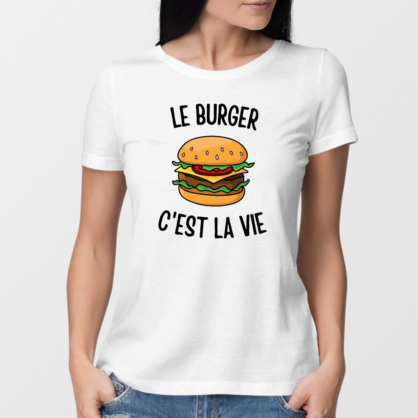 T-Shirt Femme Le burger c'est la vie Blanc