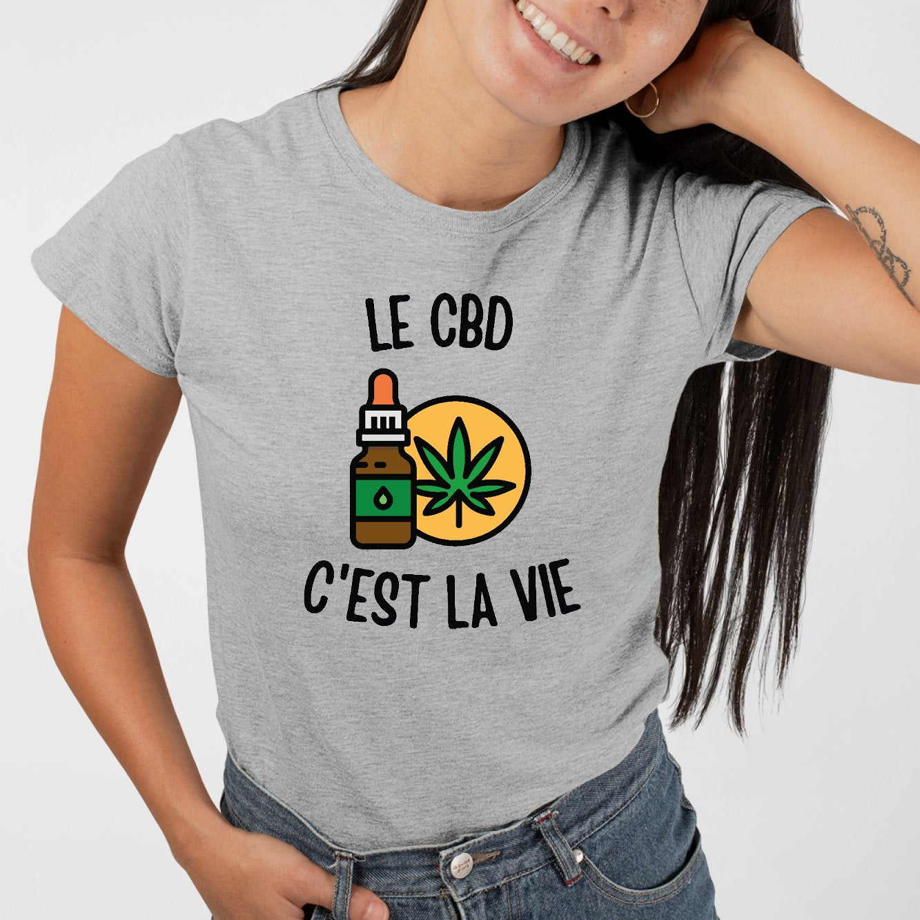 T-Shirt Femme Le CBD c'est la vie Gris