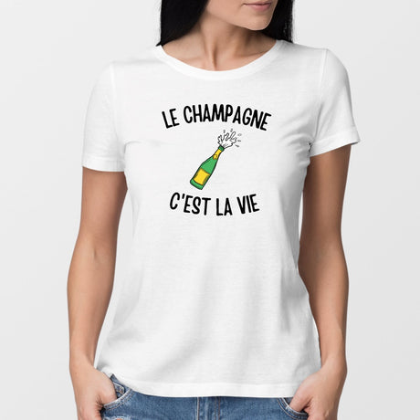 T-Shirt Femme Le champagne c'est la vie Blanc