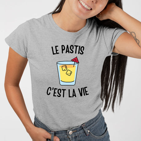 T-Shirt Femme Le pastis c'est la vie Gris