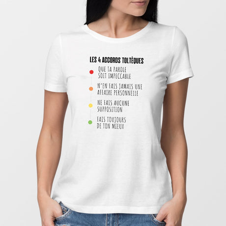 T-Shirt Femme Les 4 accords toltèques Blanc