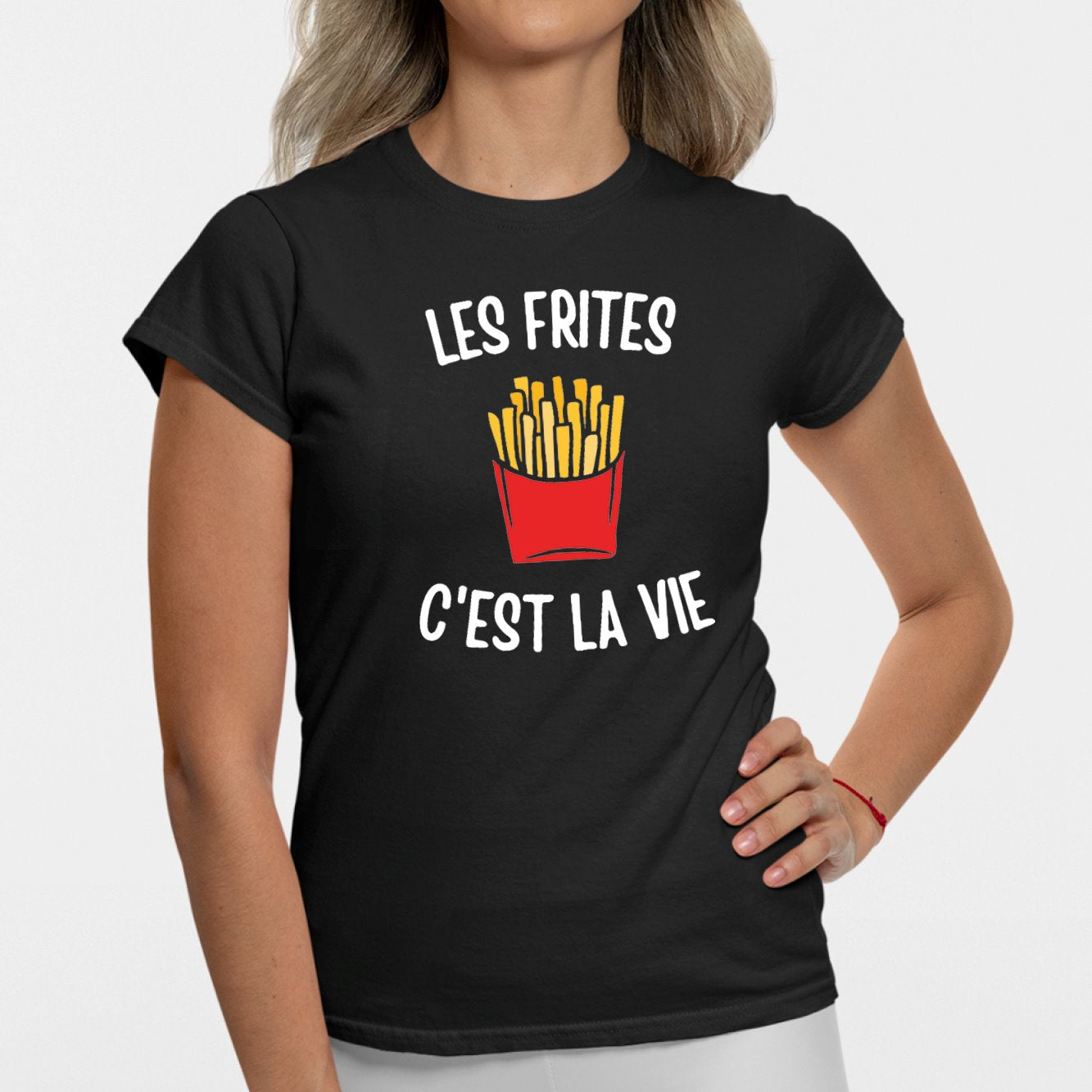 T-Shirt Femme Les frites c'est la vie Noir