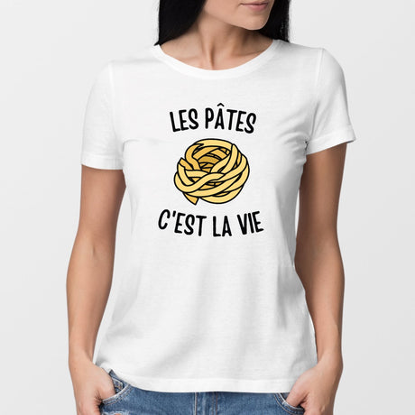 T-Shirt Femme Les pâtes c'est la vie Blanc