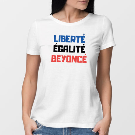 T-Shirt Femme Liberté égalité Beyoncé Blanc