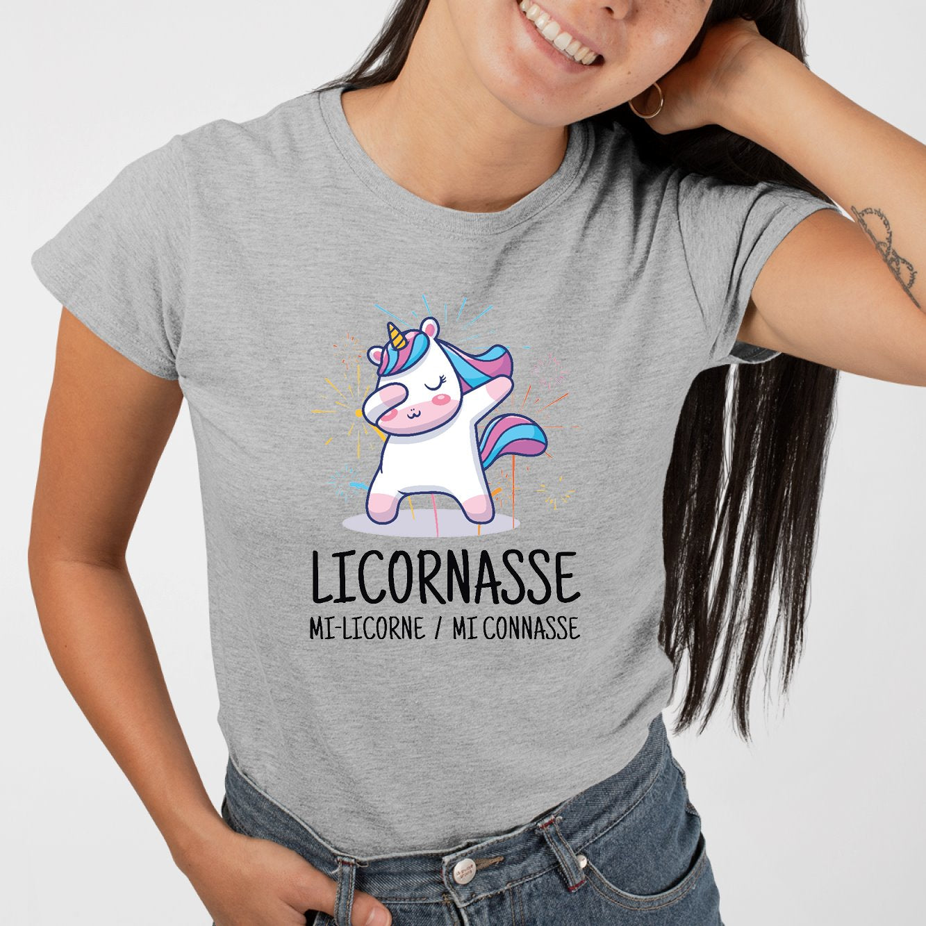 T-Shirt Femme Licornasse Gris